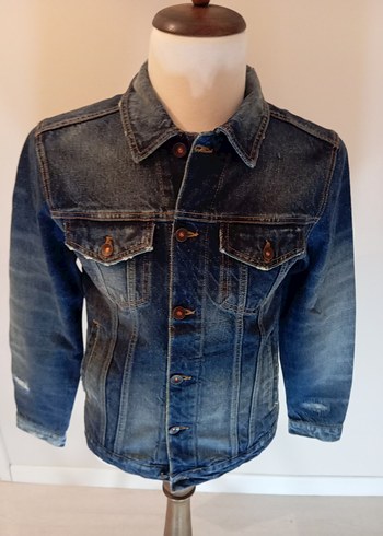 Düğmeli Lacivert Denim Ceket - Görsel 5