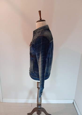 Düğmeli Lacivert Denim Ceket - Görsel 2