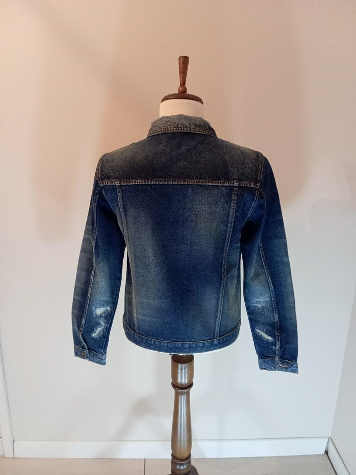 Düğmeli Lacivert Denim Ceket - Görsel 3