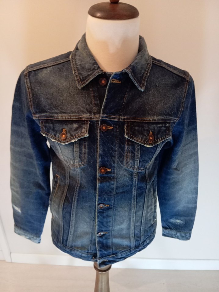 Düğmeli Lacivert Denim Ceket - Görsel 5