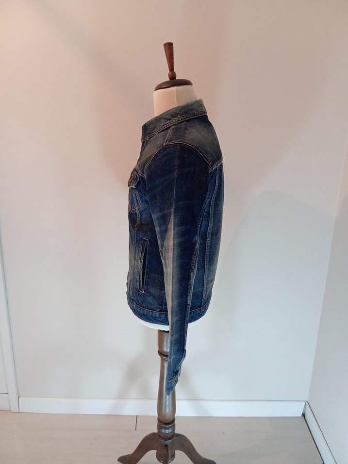 Düğmeli Lacivert Denim Ceket - Görsel 2