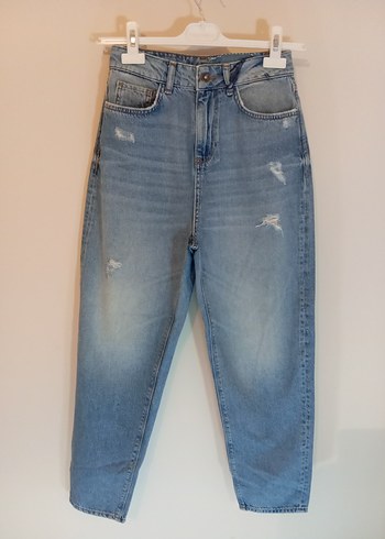 Kadın Gri Mavi Bol Kesim Midi Kot Pantolon - Görsel 2