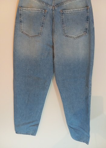 Kadın Gri Mavi Bol Kesim Midi Kot Pantolon - Görsel 4