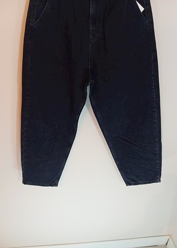 Kadın Siyah Bol Kesim Kot Pantolon - Görsel 2