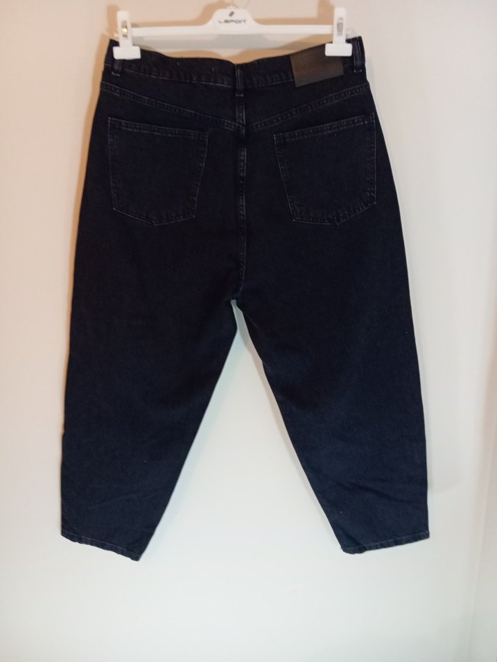 Kadın Siyah Bol Kesim Kot Pantolon - Görsel 3