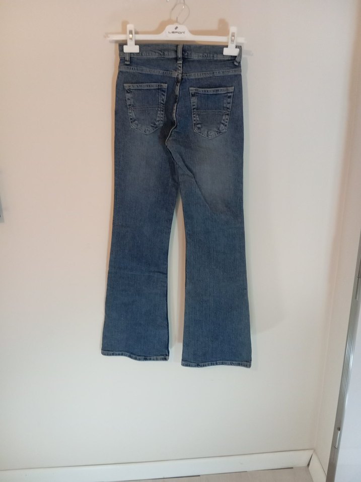 Gri Mavi Bol Kesim Midi Denim Kadın Jean - Görsel 2