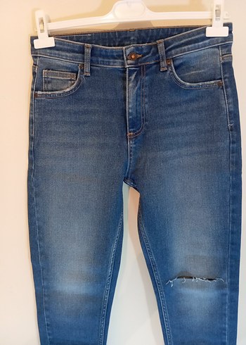 Kadın Mavi Bol Kesim Denim Midi Jean - Görsel 5