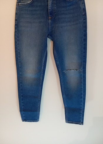 Kadın Mavi Bol Kesim Denim Midi Jean - Görsel 2