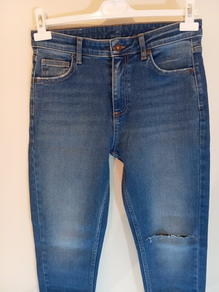Kadın Mavi Bol Kesim Denim Midi Jean - Görsel 5