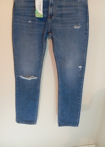 Kadın Bol Kesim Mavi Denim Jean - Görsel 5