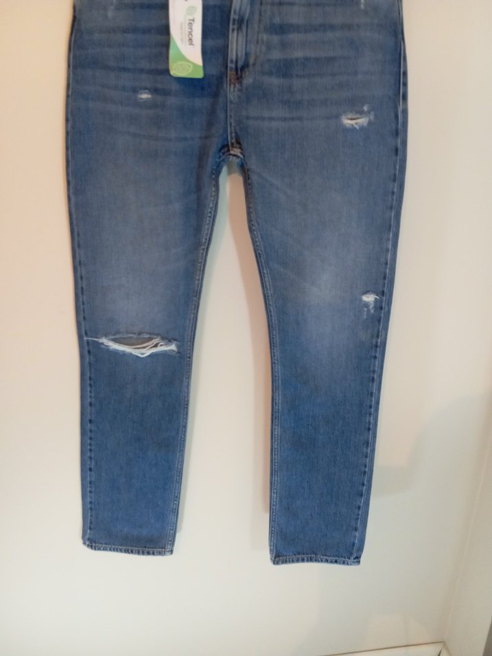 Kadın Bol Kesim Mavi Denim Jean - Görsel 5