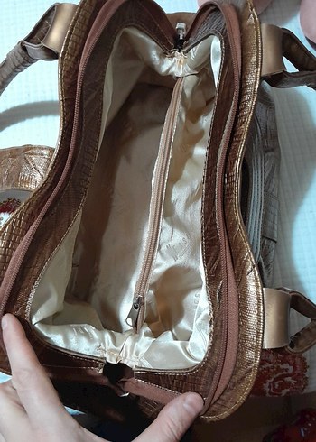 Kahverengi Yılan Desenli Deri Kadın Çanta - Görsel 6