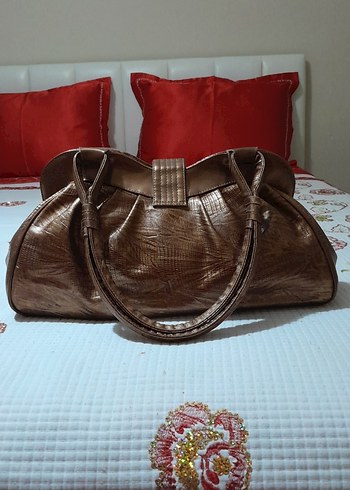 Kahverengi Yılan Desenli Deri Kadın Çanta - Görsel 2