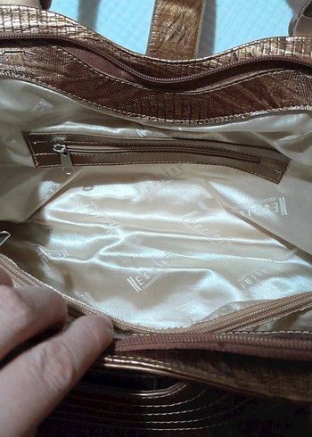 Kahverengi Yılan Desenli Deri Kadın Çanta - Görsel 8