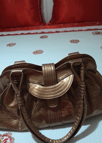 Kahverengi Yılan Desenli Deri Kadın Çanta - Görsel 5