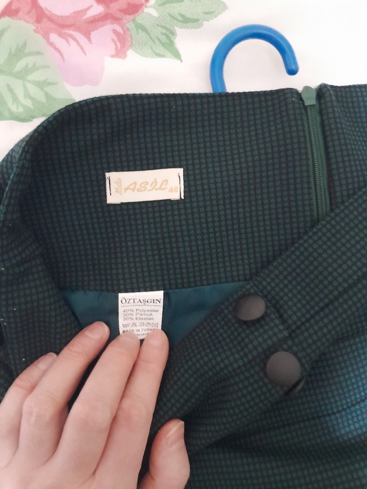 Kemer Detaylı Midi Koyu Yeşil Kadın Etek - Görsel 5