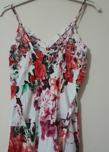 Çiçek Desenli Fırfır Detaylı Uzun Bohem Elbise - Görsel 4