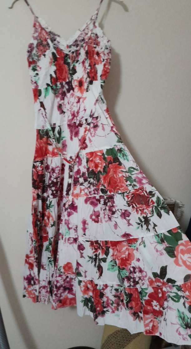 Çiçek Desenli Fırfır Detaylı Uzun Bohem Elbise - Görsel 3