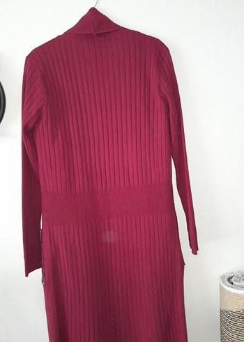 Bordo Uzun Kadın Hırka - Görsel 3