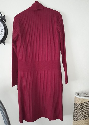 Bordo Uzun Kadın Hırka - Görsel 4