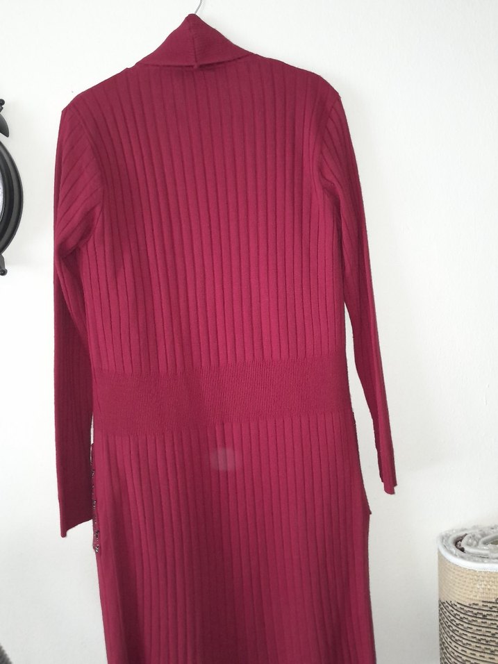 Bordo Uzun Kadın Hırka - Görsel 3