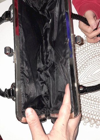 Siyah Parlak Yılan Desenli Deri Clutch Çanta - Görsel 6