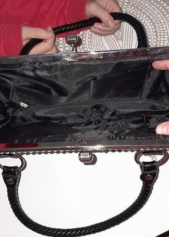 Siyah Parlak Yılan Desenli Deri Clutch Çanta - Görsel 5