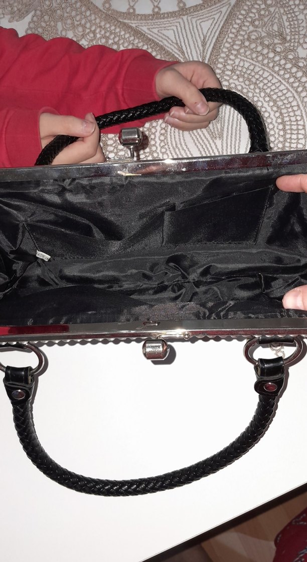 Siyah Parlak Yılan Desenli Deri Clutch Çanta - Görsel 5