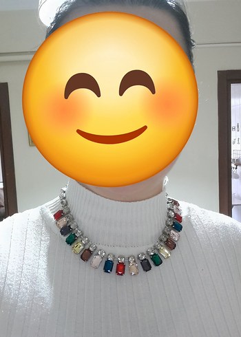 Renkli Taşlı Vintage Midi Kolye - Görsel 6