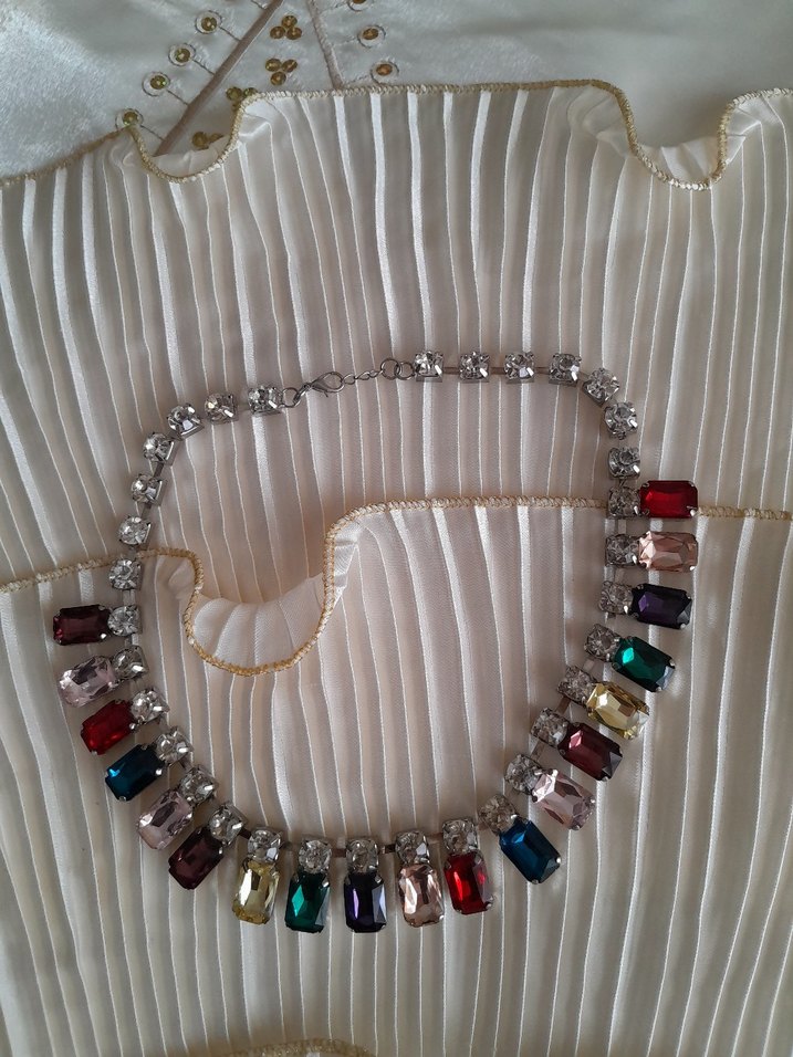 Renkli Taşlı Vintage Midi Kolye - Görsel 3