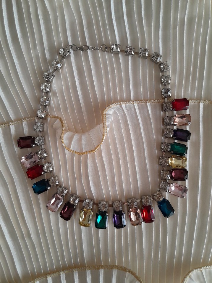 Renkli Taşlı Vintage Midi Kolye - Görsel 2