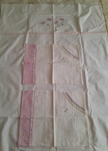 Nakışlı Beyaz Pastel Nevresim ve Çarşaf Takımı - Görsel 2