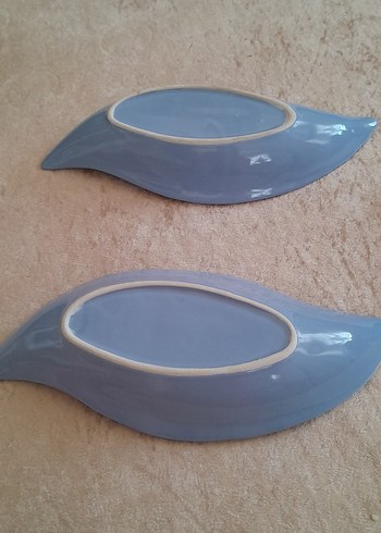 Pastel Mavi Yaprak Şeklinde Servis Tabağı Seti - Görsel 3