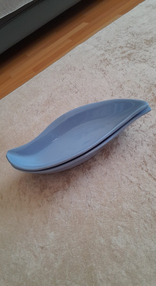 Pastel Mavi Yaprak Şeklinde Servis Tabağı Seti - Görsel 4