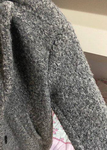 Gri Midi Kadın Kaban - Kürklü, Uzun Kollu - Görsel 2