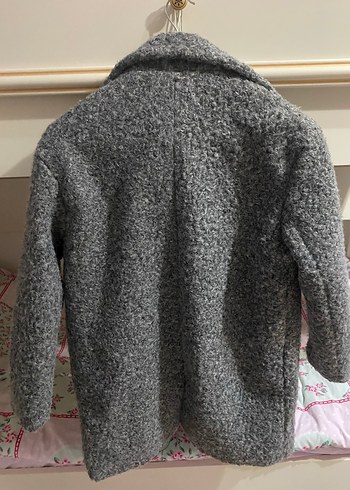 Gri Midi Kadın Kaban - Kürklü, Uzun Kollu - Görsel 4