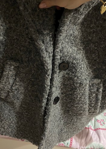 Gri Midi Kadın Kaban - Kürklü, Uzun Kollu - Görsel 3