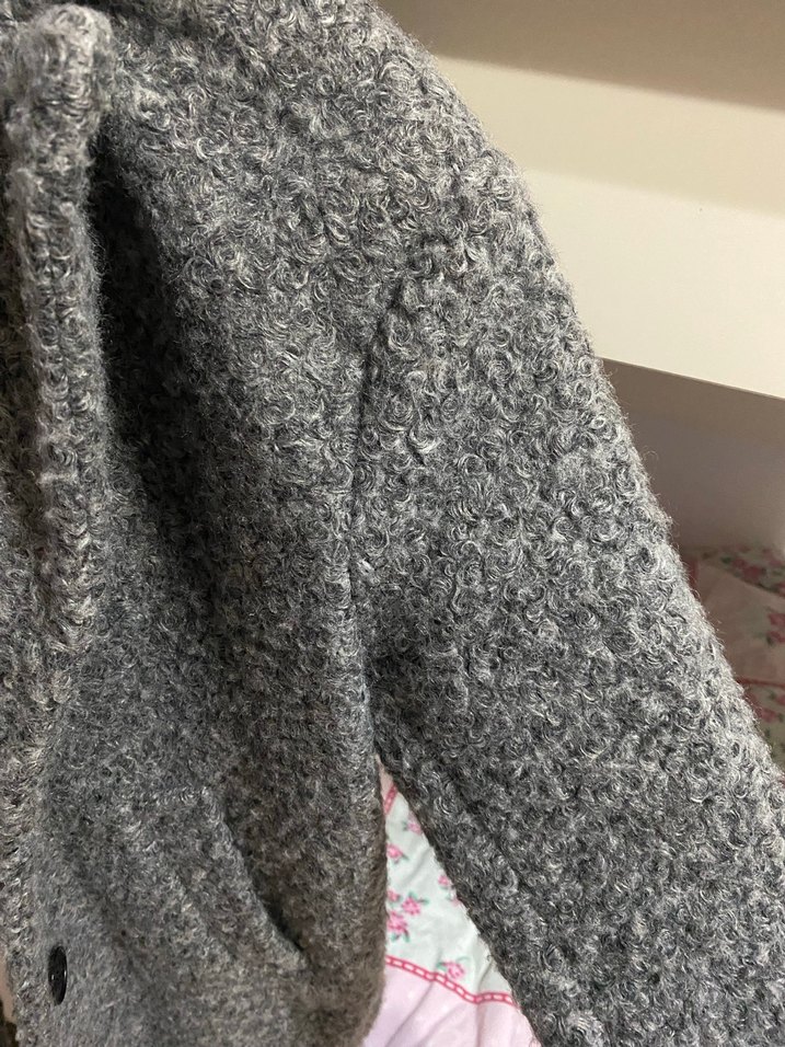 Gri Midi Kadın Kaban - Kürklü, Uzun Kollu - Görsel 2