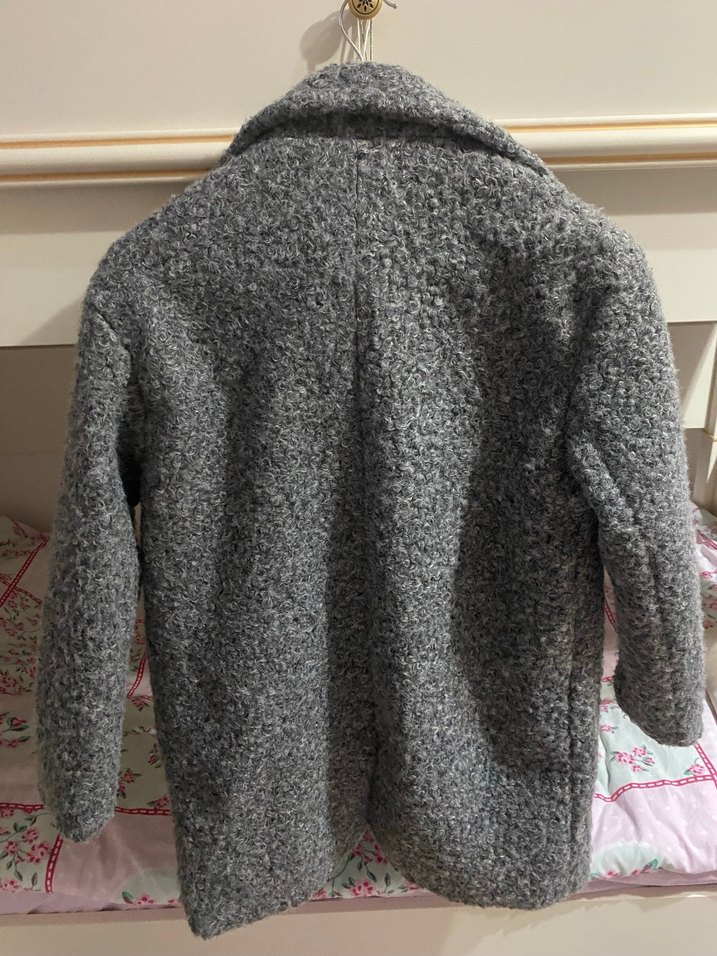 Gri Midi Kadın Kaban - Kürklü, Uzun Kollu - Görsel 4