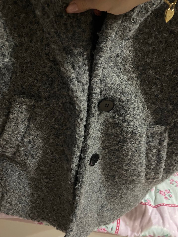 Gri Midi Kadın Kaban - Kürklü, Uzun Kollu - Görsel 3