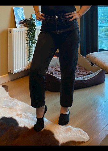 Siyah Normal Boy Mom Denim Kadın Pantolon - Görsel 8