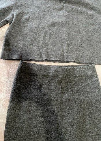 Gri Uzun Kollu Kadın Triko Takım - Görsel 4