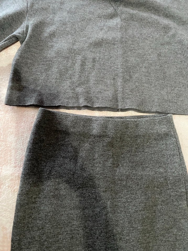 Gri Uzun Kollu Kadın Triko Takım - Görsel 4