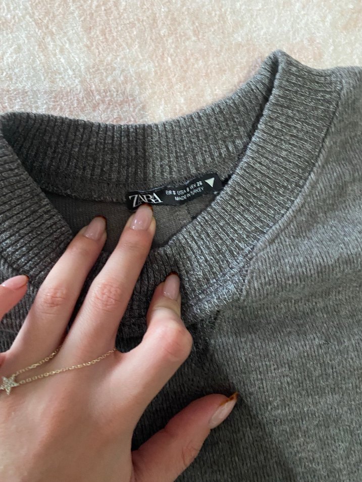 Gri Uzun Kollu Kadın Triko Takım - Görsel 3