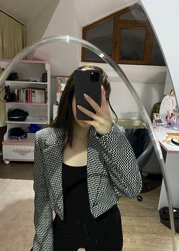 Zara Kadın Midi Zebra Desenli Blazer Ceket - Görsel 5