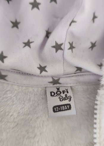 Kız Çocuk Kapüşonlu Beyaz Peluş Ceket - Görsel 2