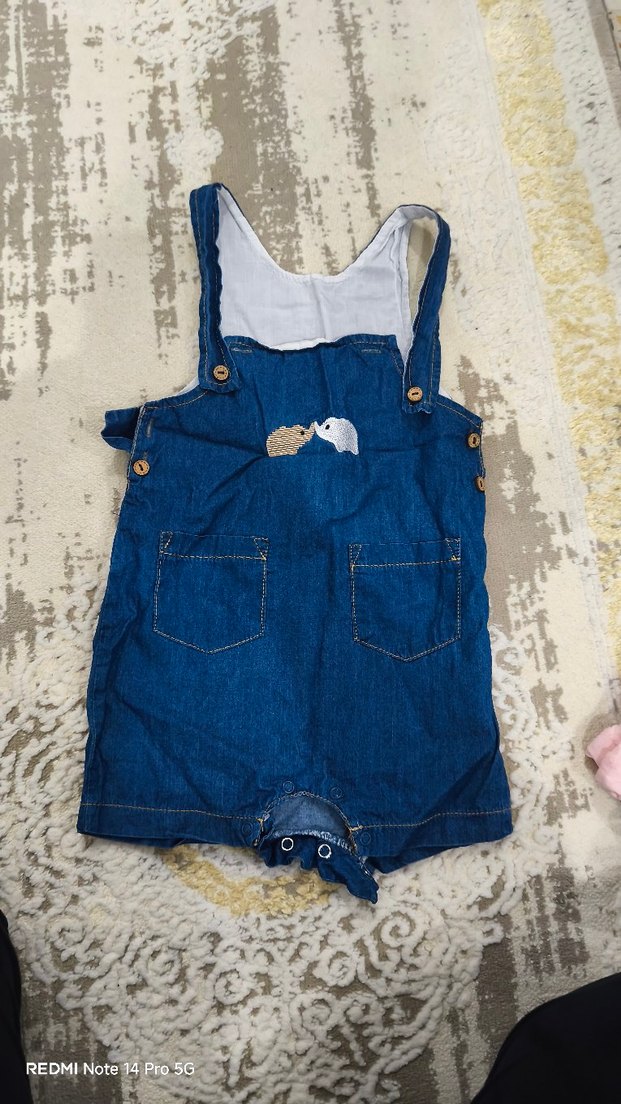 Erkek Çocuk Mavi Düğmeli Tulum - Görsel 3