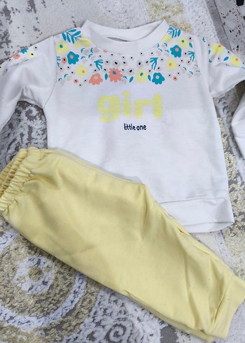 Bebek Kız Uzun Kollu Renkli Desenli Takım - Görsel 2