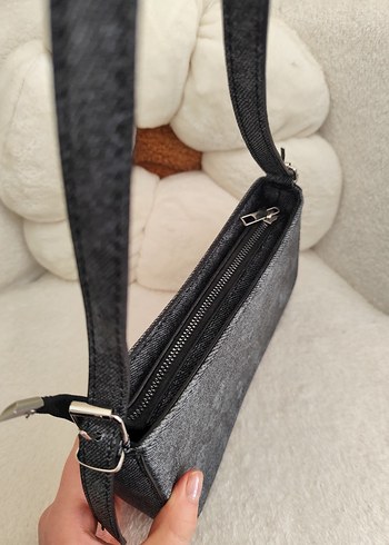 Gri Süet Kadın Omuz Çantası - Görsel 2