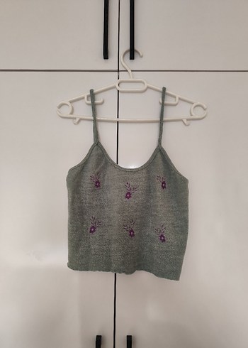 Gri Nakışlı Örgü Kadın Hırka - Görsel 5